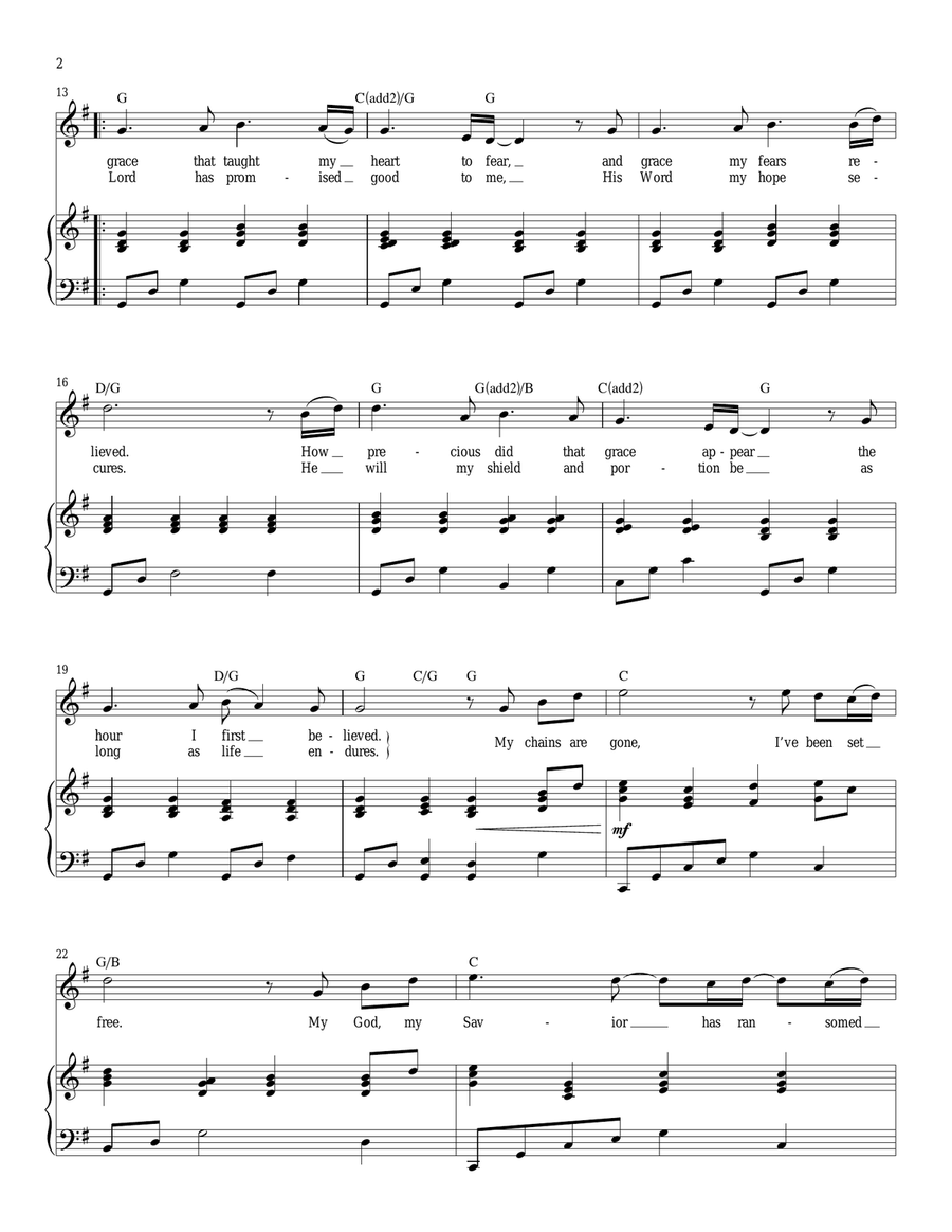 Amazing Grace (My Chains Are Gone) Piano, Vocal scores gallery preview page 2