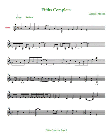 Fifths Complete : Never been done composition on violin open fifths .