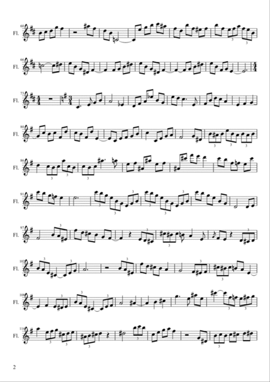 Valse a Yanouv (Creeple-Hearted Waltz) Flute Solo scores gallery preview page 2