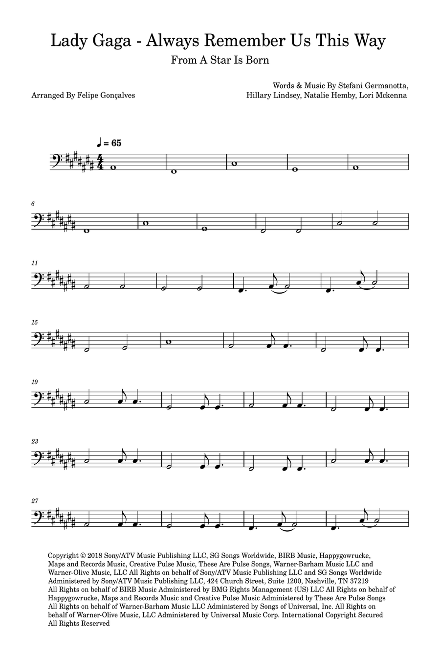 Always Remember Us This Way Acoustic Guitar scores gallery preview page 1