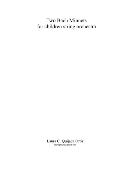 Two Bach Minuets, for children string orchestra. SCORE & PARTS. image number null