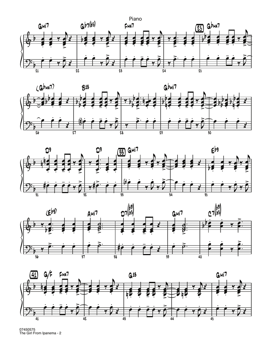 The Girl From Ipanema (Garota De Ipanema) - Piano Jazz Ensemble scores gallery preview page 2