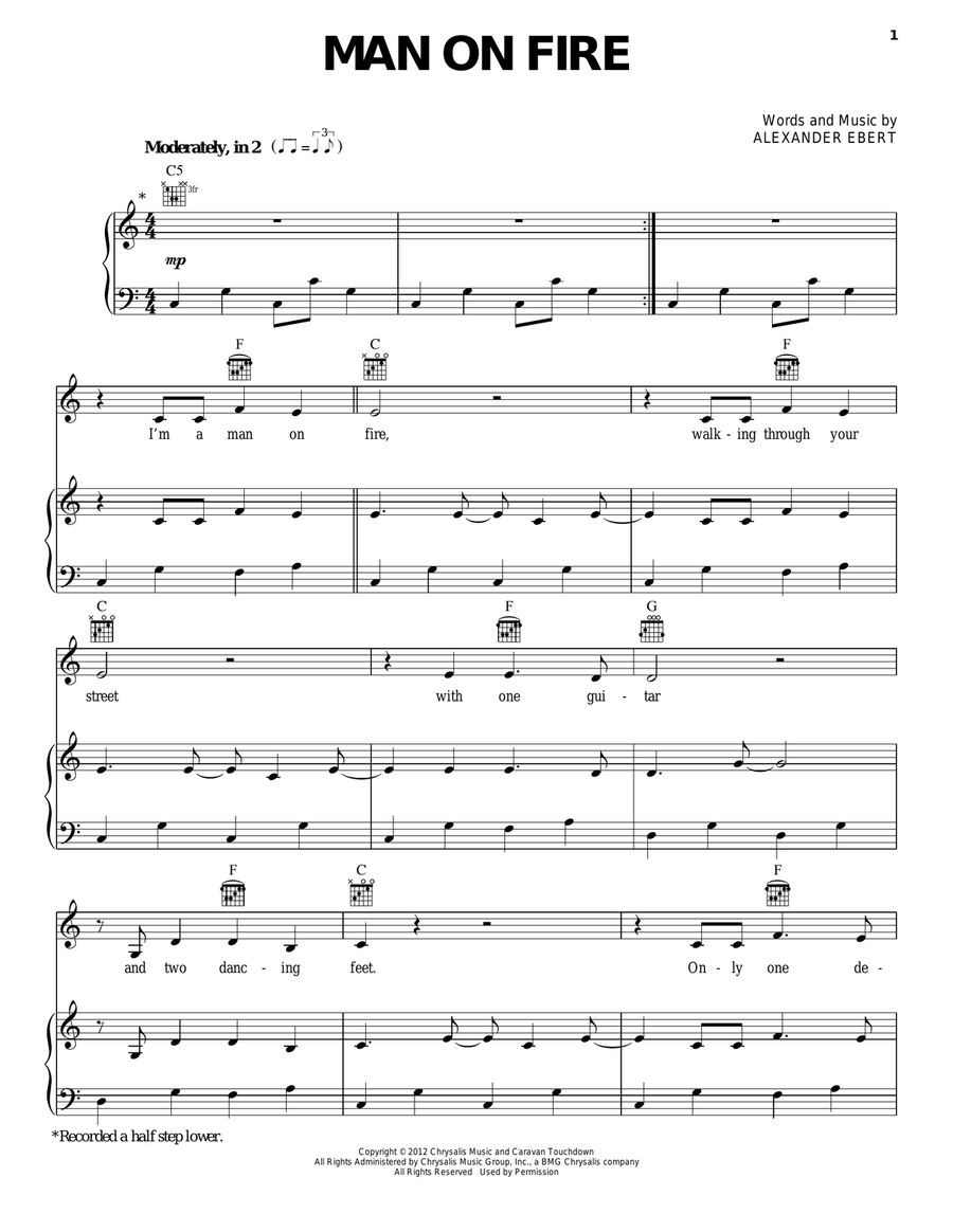 Man On Fire Acoustic Guitar scores gallery preview page 1