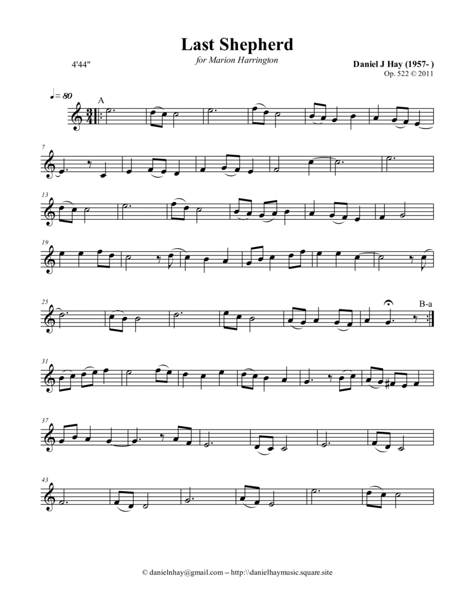 Last Shepherd (Opus 522) English Horn scores gallery preview page 1