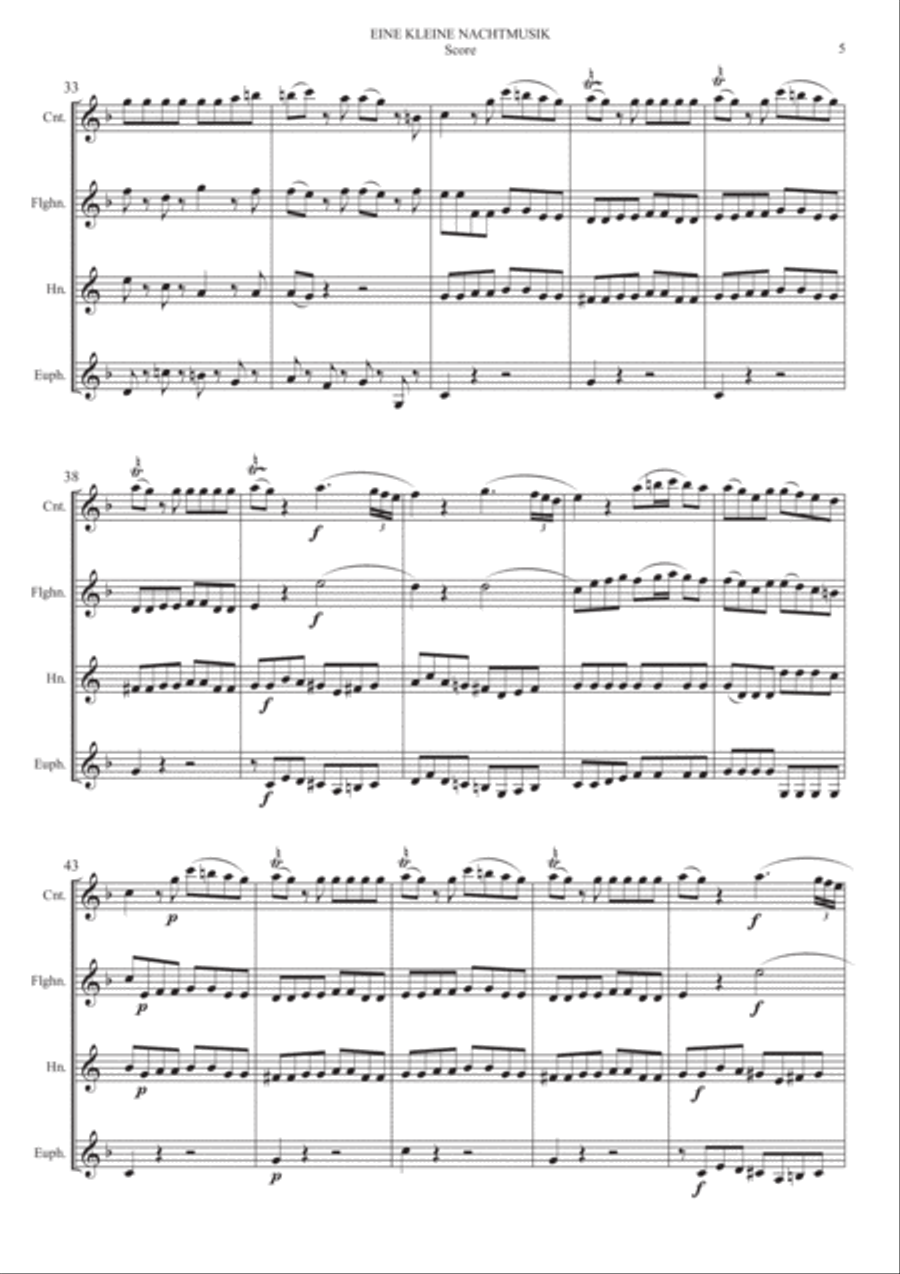 Eine Kleine Nacht Musik 1st Movement Allegro for Brass Band Quartet image number null