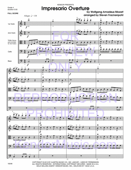 Impresario Overture (Full Score)