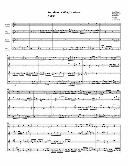 Kyrie from Requiem K.626 (arrangement for 4 recorders)