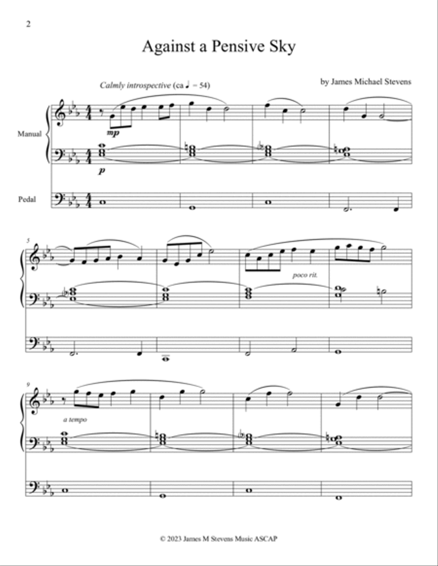 Against a Pensive Sky - Organ Solo Organ Solo scores gallery preview page 2