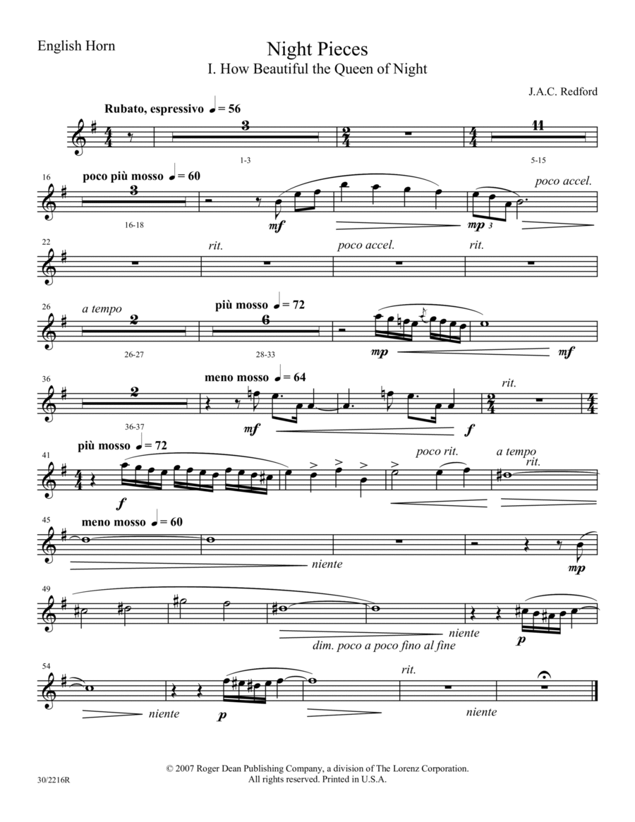 Night Pieces - English Horn Choir scores gallery preview page 1