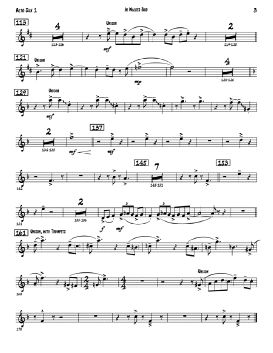 In Walked Bud Jazz Ensemble scores gallery preview page 3