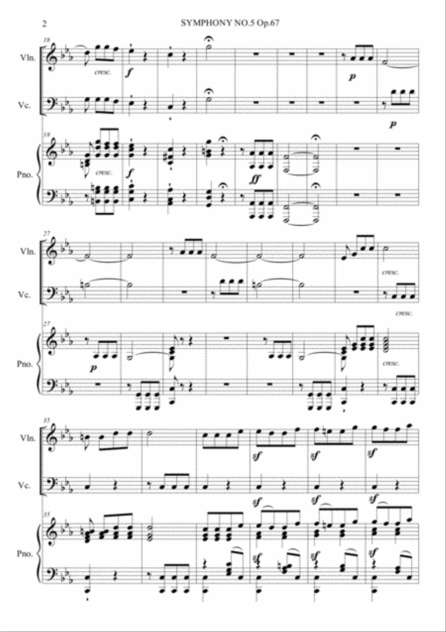 Symphony No.5 Op.67 Piano Trio scores gallery preview page 2
