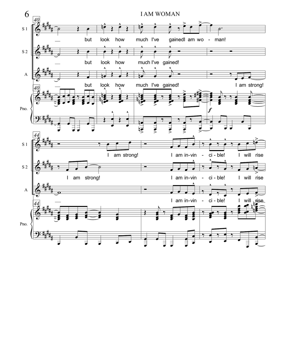I Am Woman SSA scores gallery preview page 6