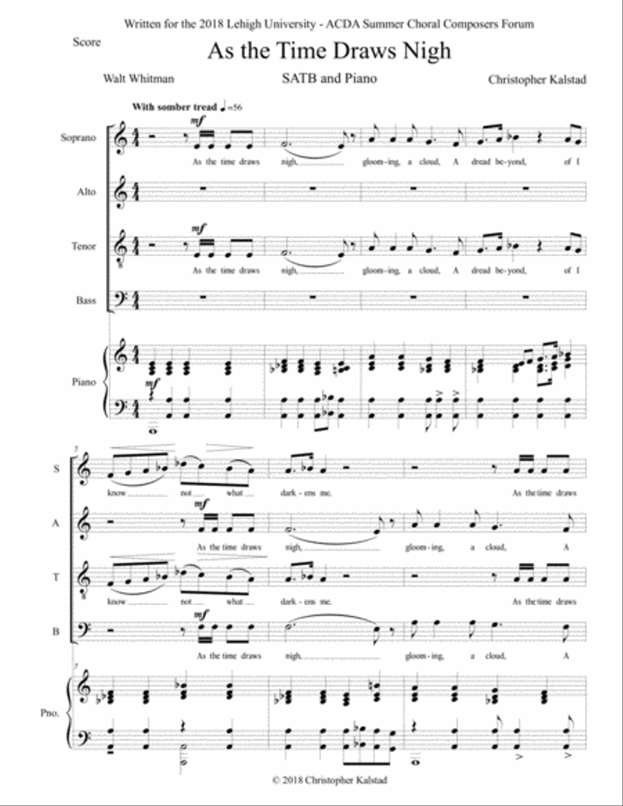 As the Time Draws Nigh (SATB and Piano) 4-Part scores gallery preview page 2