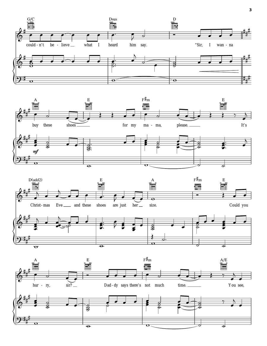 The Christmas Shoes Piano, Vocal, Guitar scores gallery preview page 3