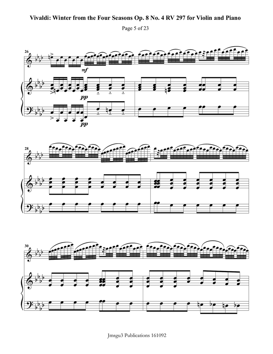 Vivaldi: Winter from the Four Seasons for Violin & Piano Violin Solo scores gallery preview page 5