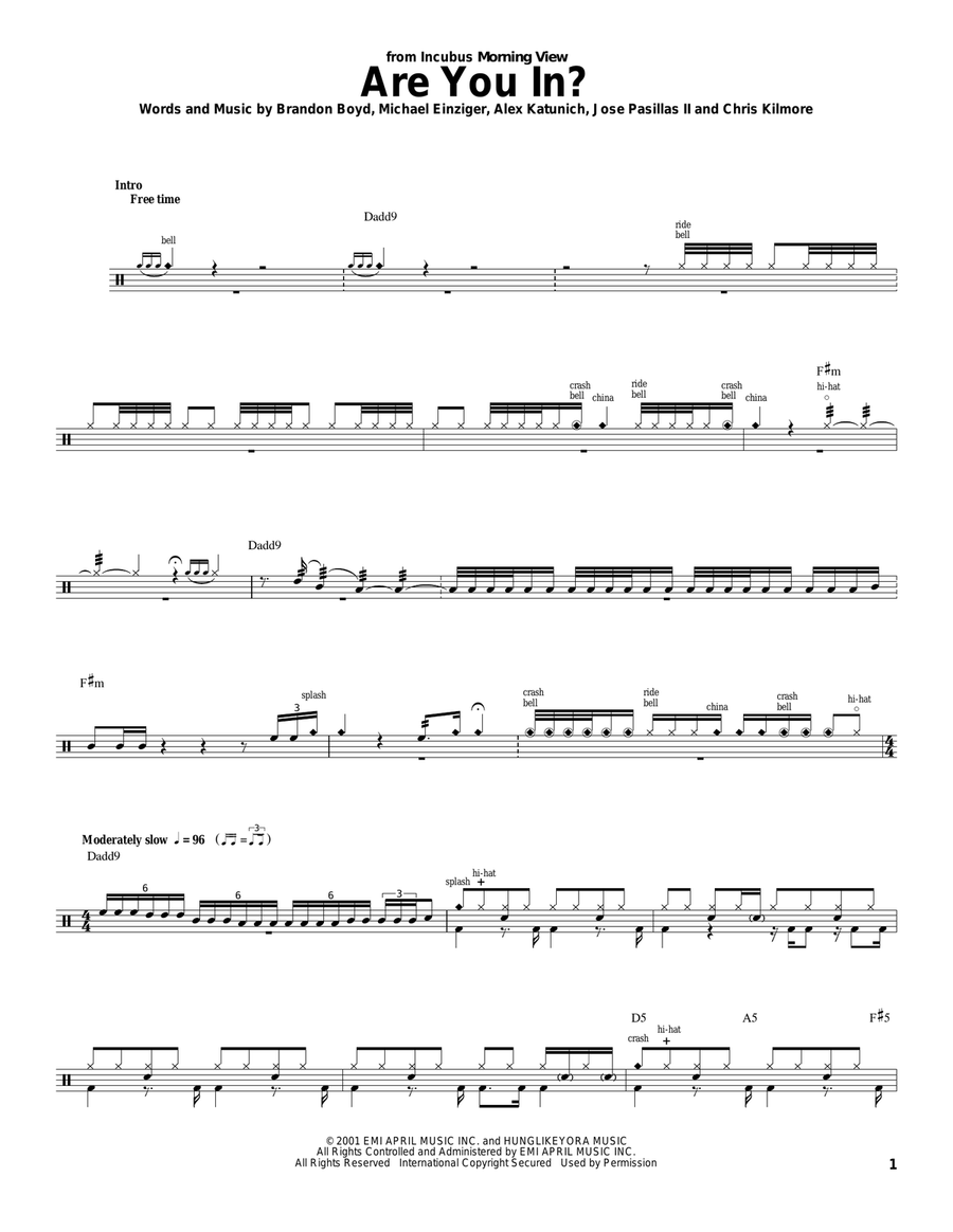 Are You In? Are You In? Drum Set scores gallery preview page 1