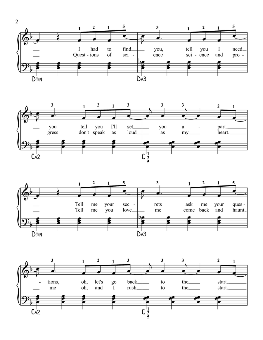 The Scientist Easy Piano scores gallery preview page 2