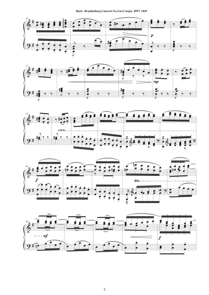 Bach - Brandenburg Concerto No.4 in G major BWV 1049 - Piano Version image number null