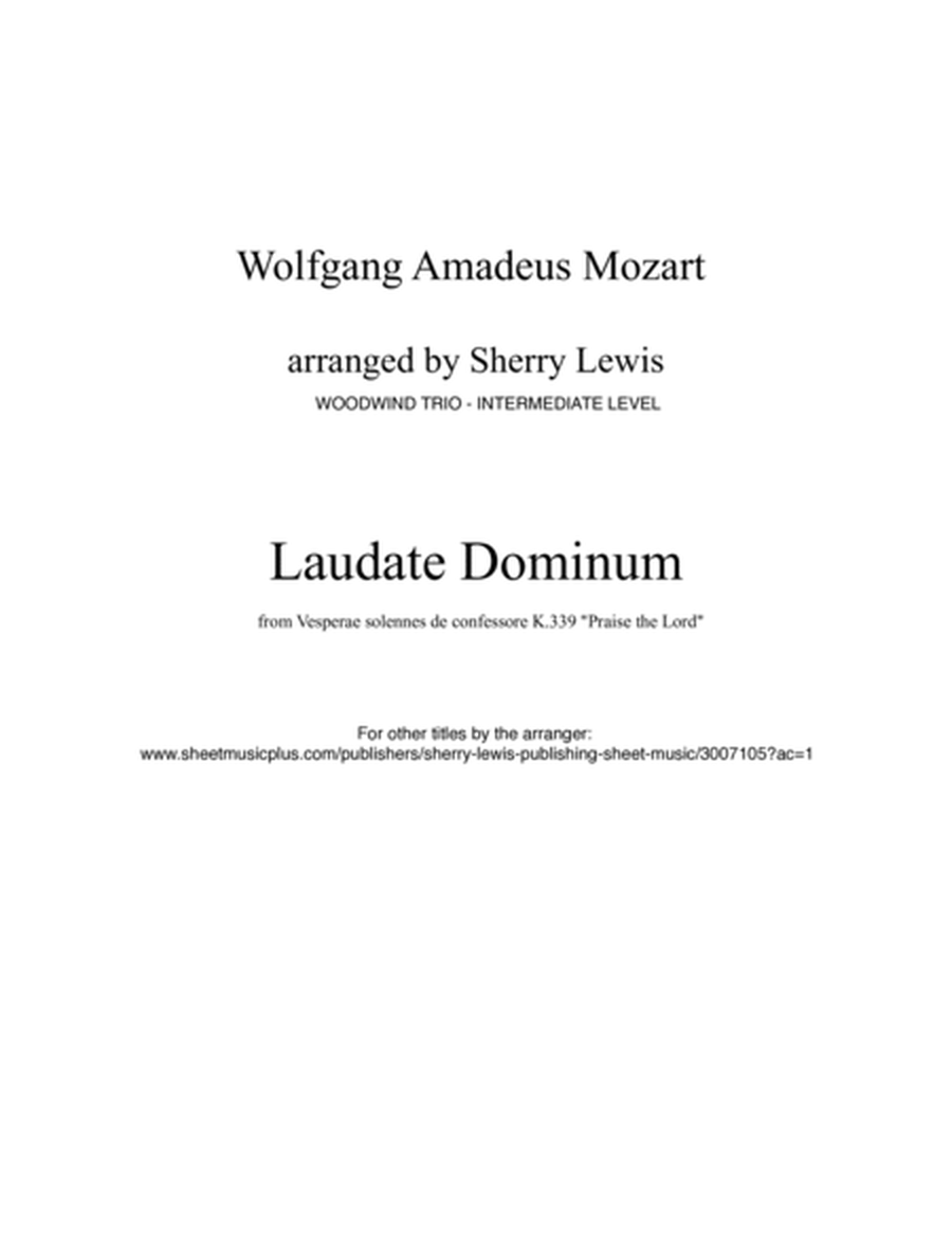 Laudate Dominum, Woodwind Trio, Intermediate Level of 2 flutes and bassoon image number null