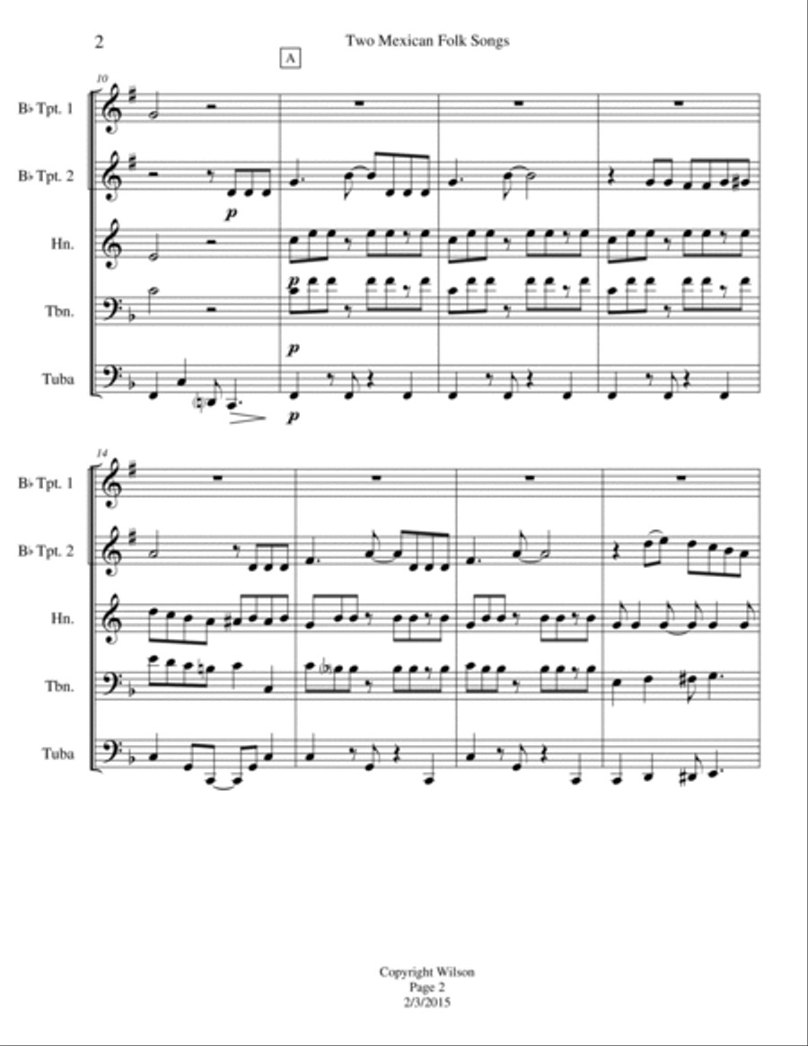 Two Mexican Folk Songs Two Mexican Folk Songs Brass Quintet scores gallery preview page 3