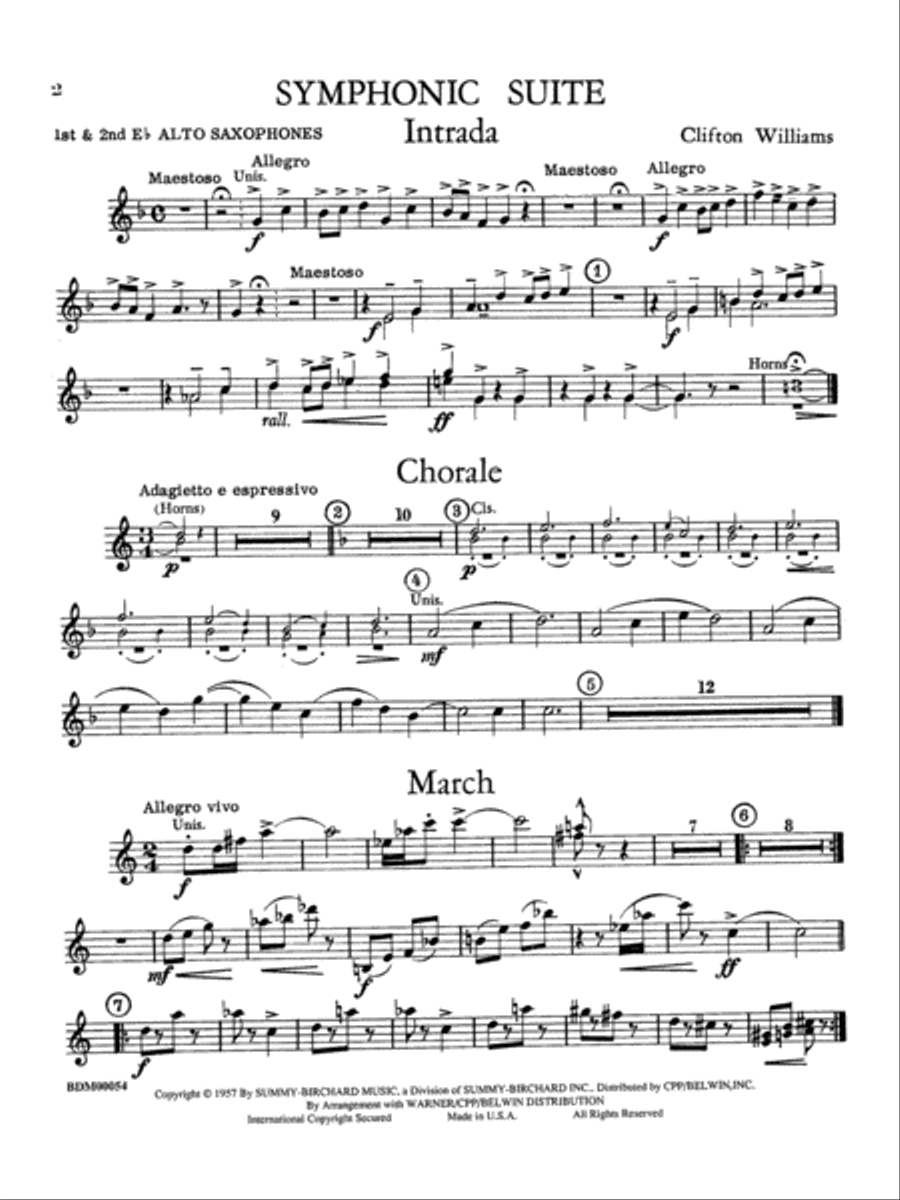 Symphonic Suite: E-flat Alto Saxophone Concert Band scores gallery preview page 1