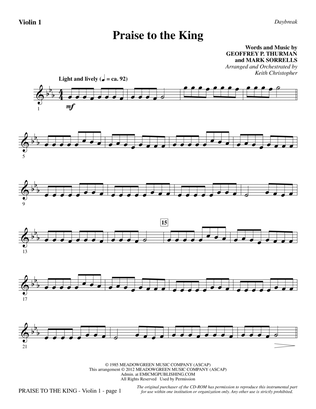 Book cover for Praise To The King (arr. Keith Christopher) - Violin 1