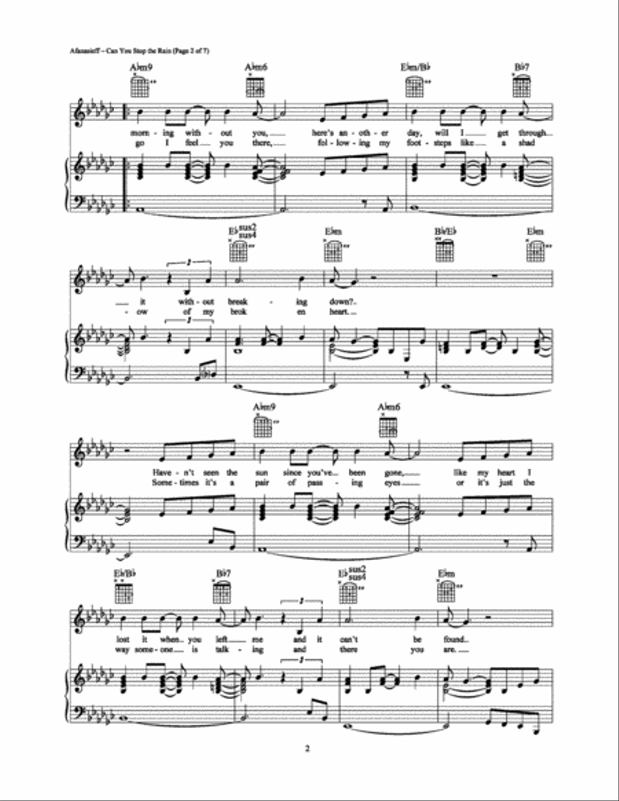 Can You Stop the Rain Piano, Vocal, Guitar scores gallery preview page 2
