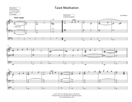 Taizé "Meditation" - Len Rhodes; for Organ solo