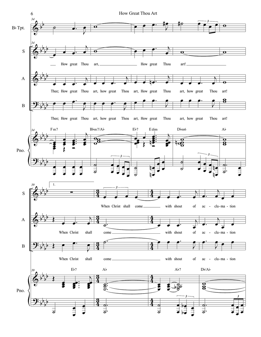 How Great Thou Art 3-Part scores gallery preview page 6