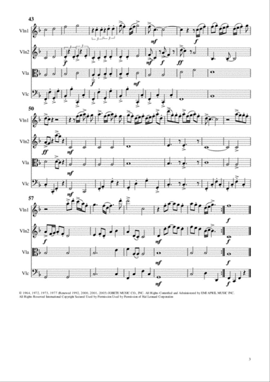 My Girl My Girl String Quartet scores gallery preview page 3