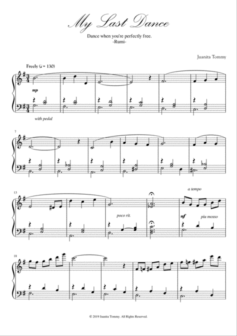 My Last Dance Piano Solo scores gallery preview page 1