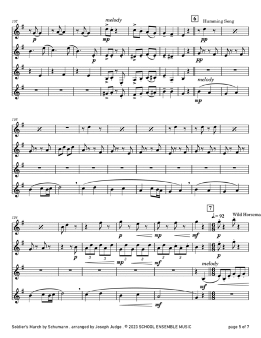 Soldiers March by Schumann for Clarinet Quartet in Schools Clarinet Quartet scores gallery preview page 5