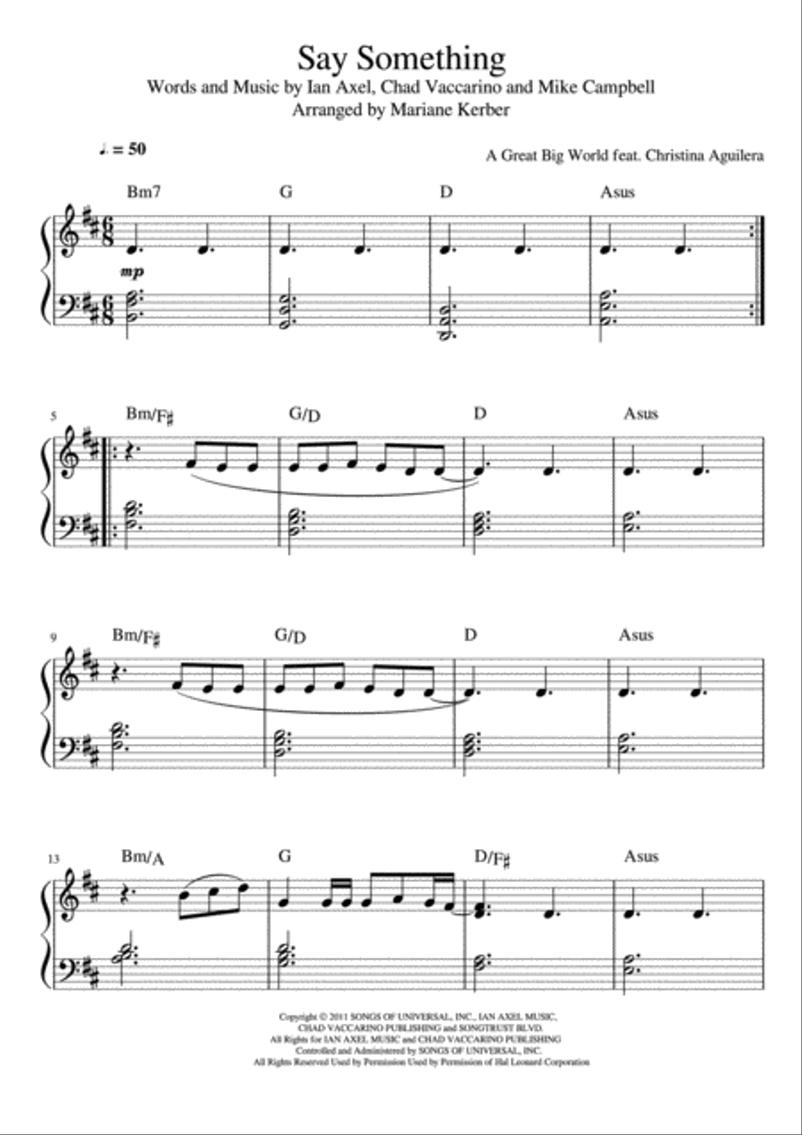 Say Something Voice scores gallery preview page 1