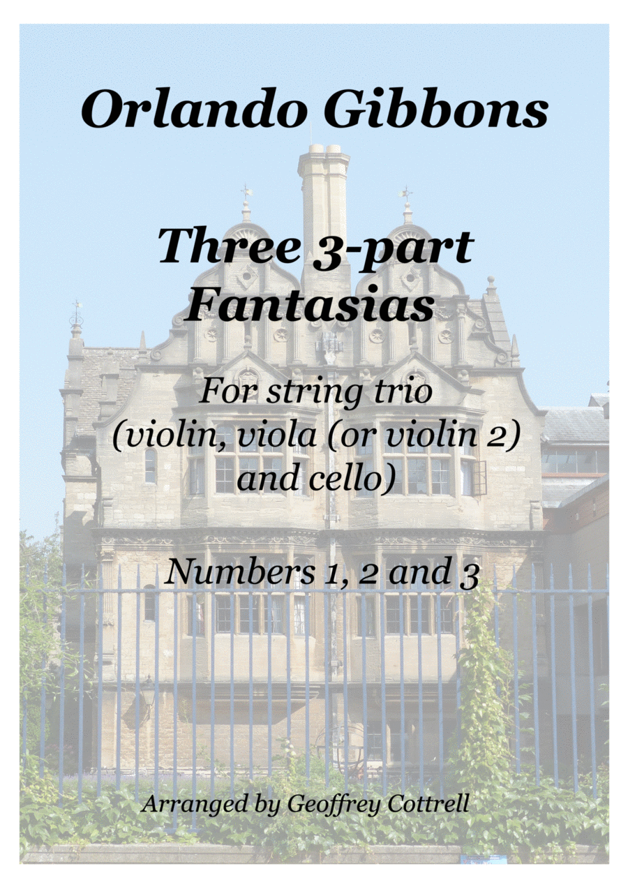 Fantasies 1-3 by Orlando Gibbons arranged for string trio Small Ensemble scores gallery preview page 1