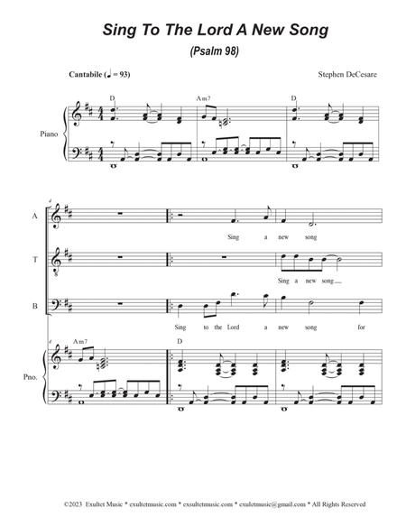 Sing To The Lord A New Song (Psalm 98) (Vocal Quartet - (SATB) image number null