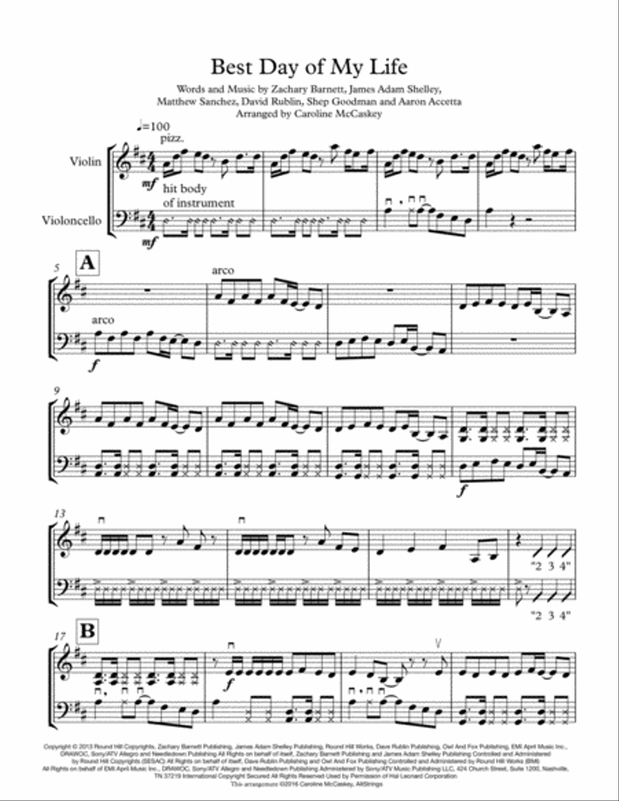 Best Day Of My Life String Duet scores gallery preview page 3
