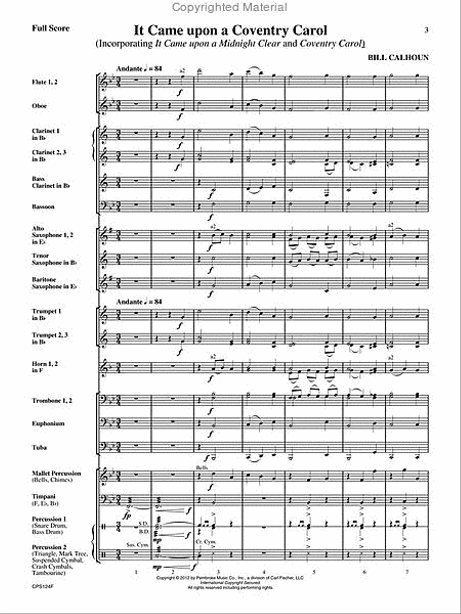 It Came Upon A Coventry Carol Concert Band scores gallery preview page 2