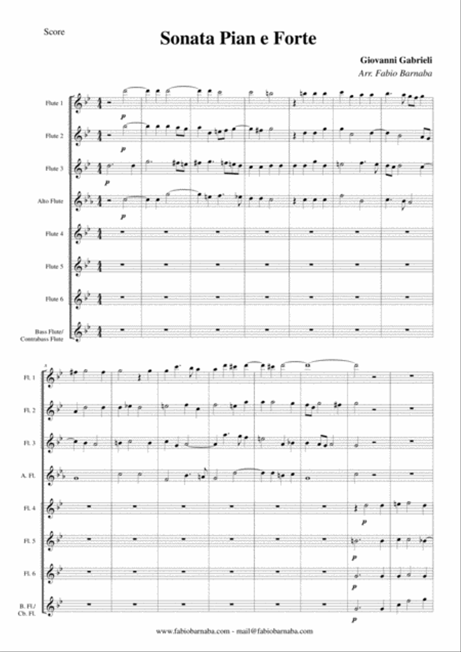Sonata Pian e Forte by Giovanni Gabrieli - for Flute Choir Flute Choir scores gallery preview page 2