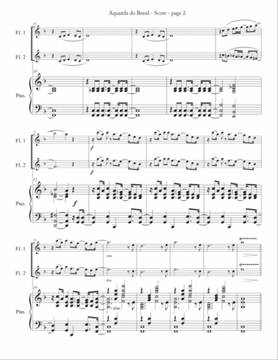 Aquarela Brasileira (aquarela Do Brasil) (brasil) Aquarela Brasileira (aquarela Do Brasil) (brasil) Flute Duet scores gallery preview page 3