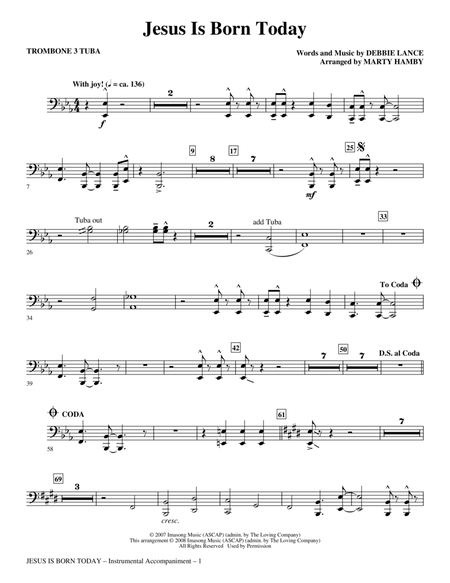 Jesus Is Born Today (arr. Marty Hamby) - Trombone 3/Tuba