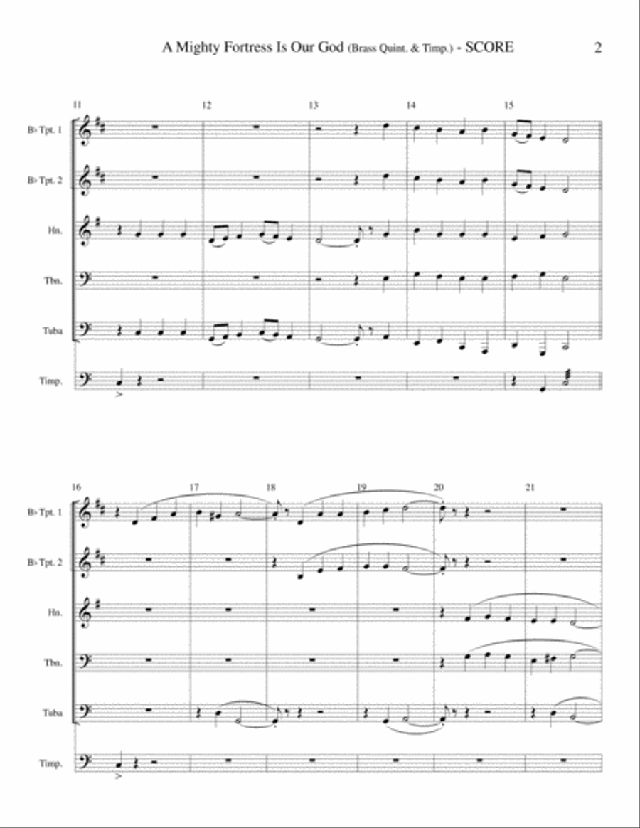 A Mighty Fortress Is Our God (Brass Quint. & Timp.) Small Ensemble scores gallery preview page 3