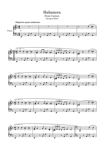 Habanera from Carmen arranged for easy/intermediate piano image number null