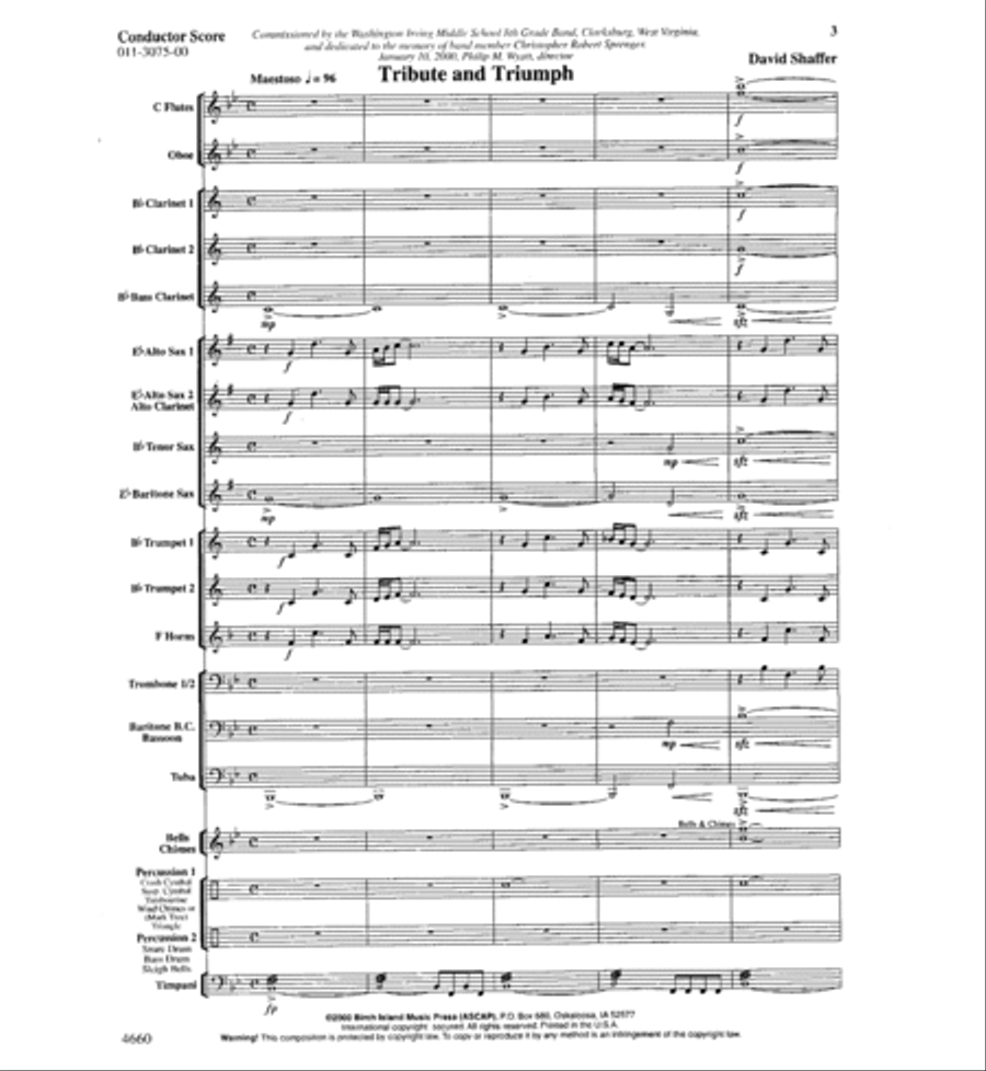 Tribute and Triumph Tribute and Triumph Concert Band scores gallery preview page 2