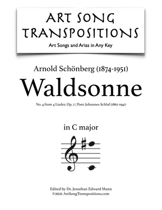 Book cover for SCHÖNBERG: Waldsonne, Op. 2 no. 4 (transposed to C major)