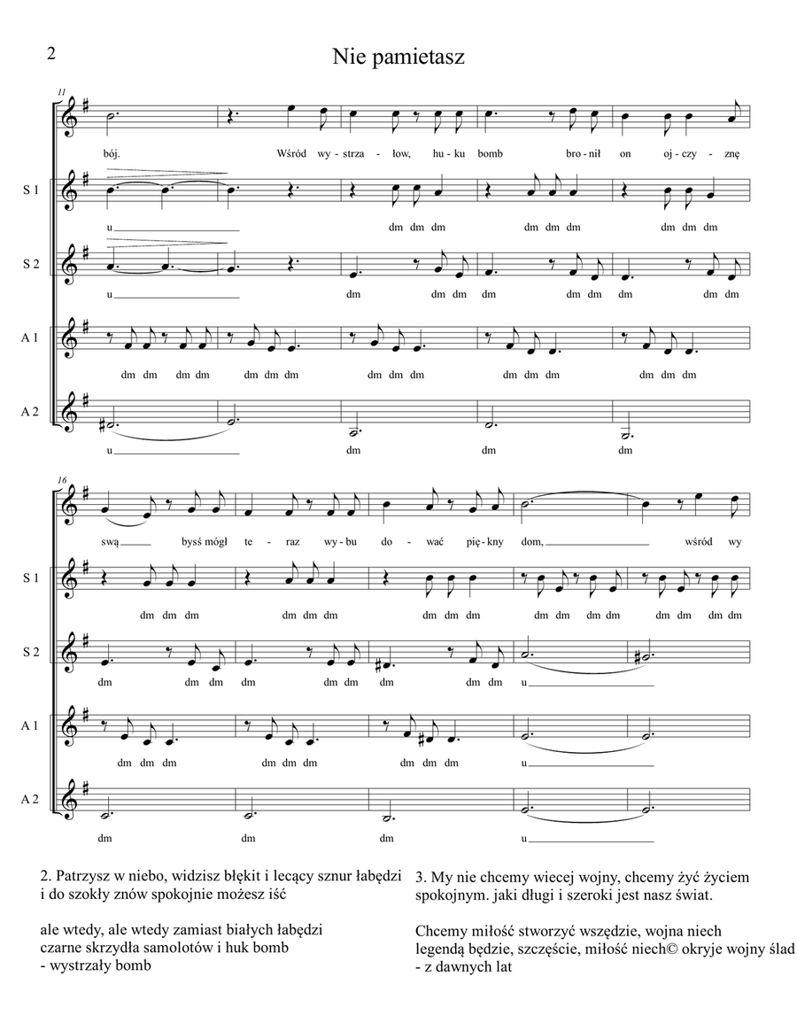 Nie pamiętasz (Polish Patriotic Song) SSAA scores gallery preview page 2