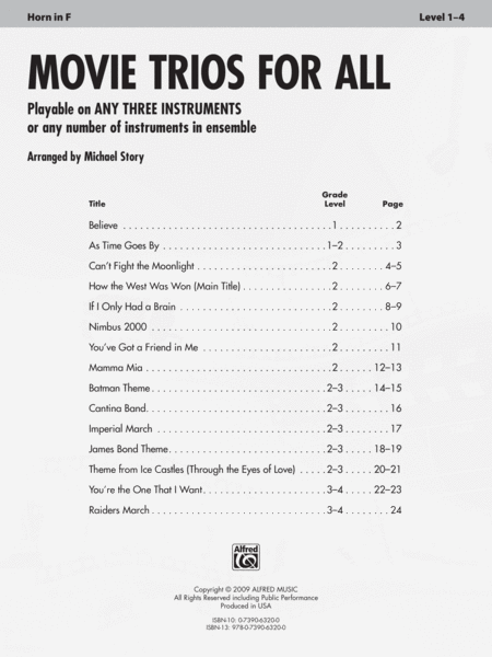 Movie Trios for All by Michael Story Flexible/Adaptable - Sheet Music