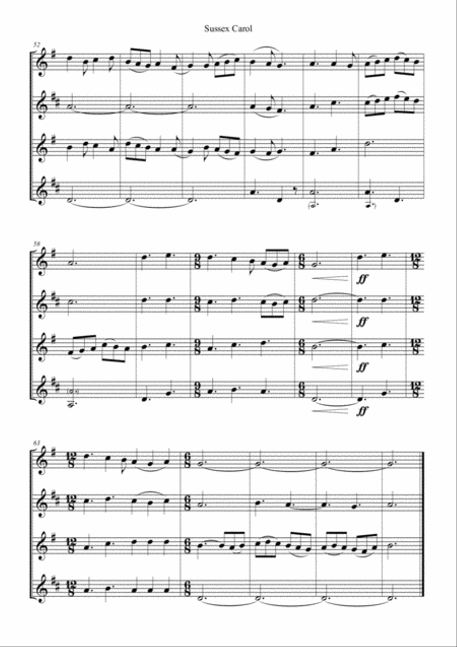SUSSEX CAROL - for Saxophone Quartet image number null
