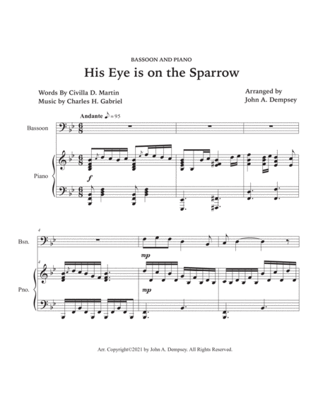 His Eye is on the Sparrow (Bassoon and Piano) image number null