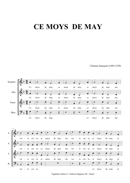 CE MOYS DE MAY - Janequin - For SATB Choir image number null