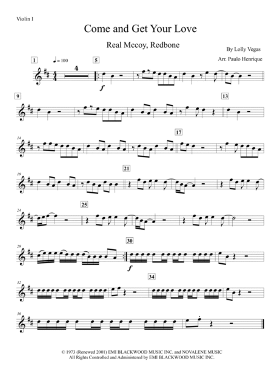 Come And Get Your Love Come And Get Your Love String Quartet scores gallery preview page 5